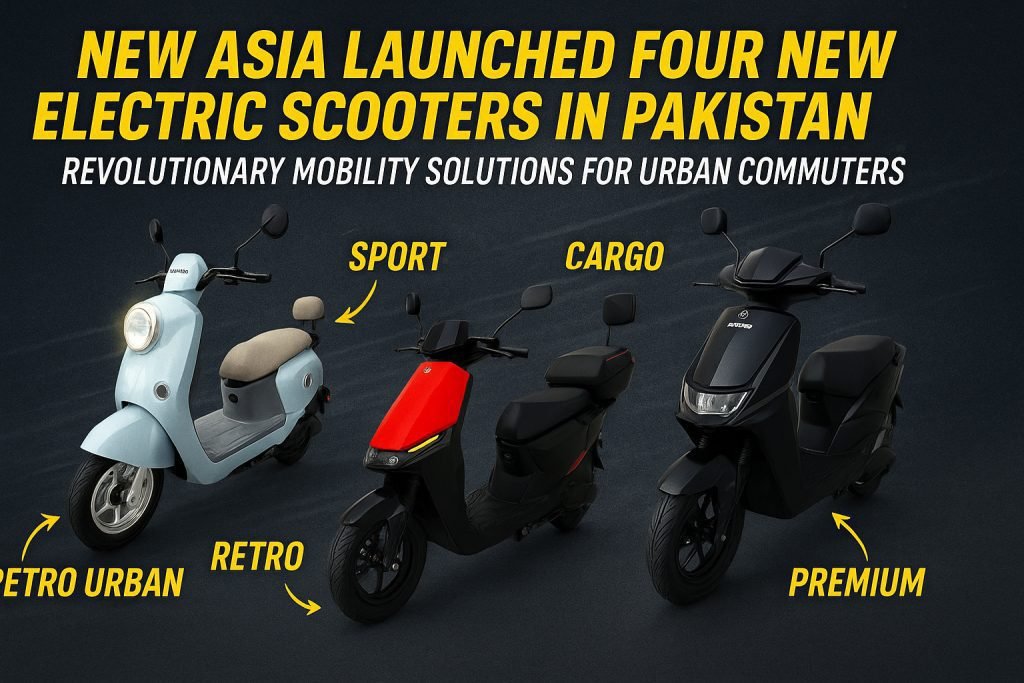 Discover New Asia's 4 new electric scooters in Pakistan - Ramza Yaari, A7, Linbo & Liberty. Compare prices, features, range & find premium car rental services with Al Farooq in Islamabad & Rawalpindi for complete mobility solutions.