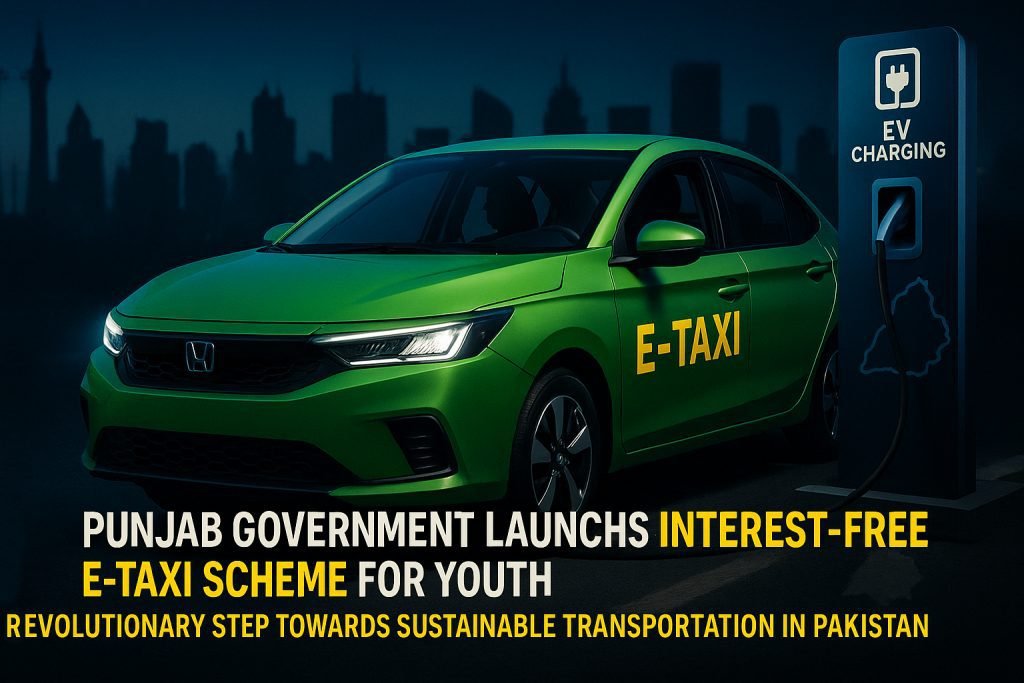 Complete guide to Punjab's Interest-Free E-Taxi Scheme 2025 for youth. 1,100 electric vehicles with 0% interest, PKR 8,000 monthly payments. Apply online now for CM Punjab Youth Loan Scheme