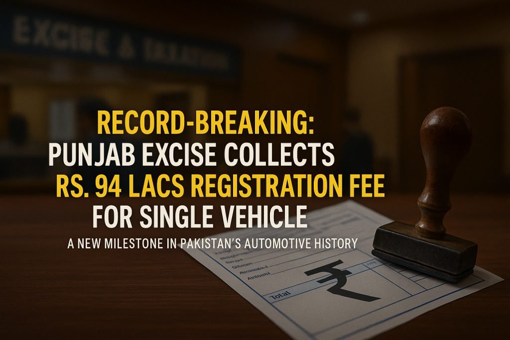 Punjab Excise collects record Rs. 94 lacs registration fee for Range Rover. Explore luxury vehicle trends & premium car rental services in Islamabad & Rawalpindi.