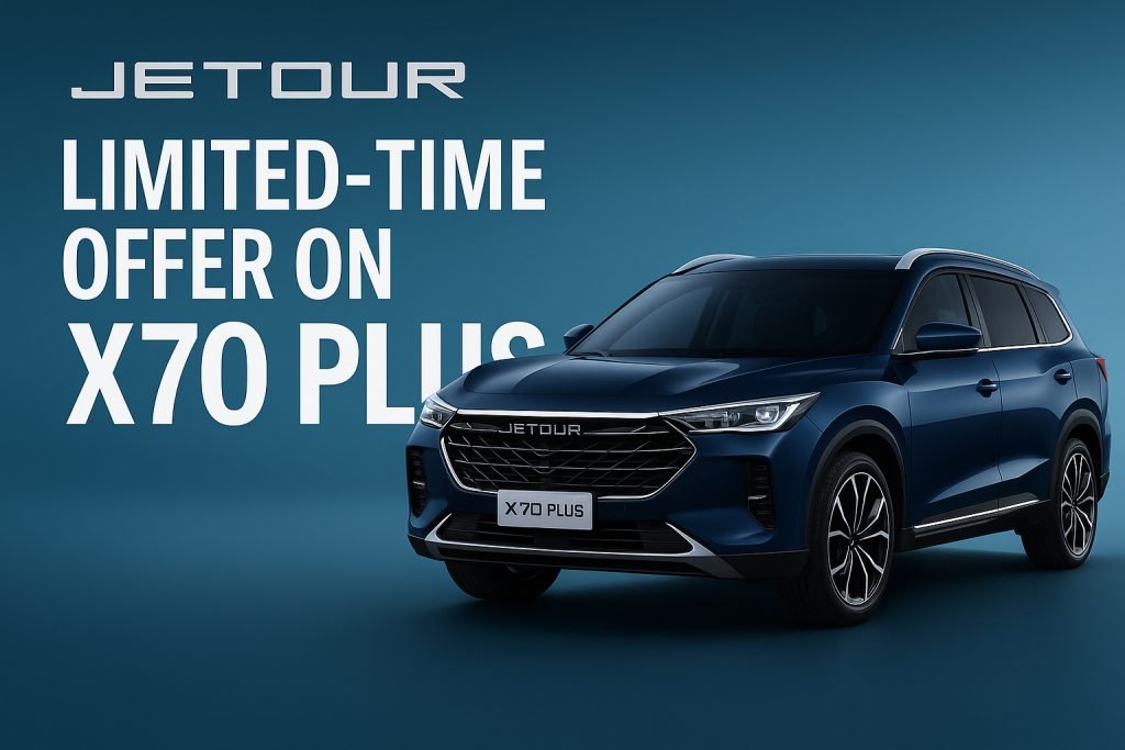 JETOUR announces a limited-time free registration offer on the X70 Plus for bookings in November 2025. Estimated savings: Rs. 174,000 to Rs. 205,000.