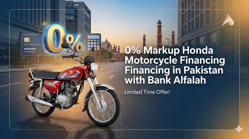 Understand 0% markup Honda motorcycle financing in Pakistan with Bank Alfalah, including eligible Honda models, installments, key conditions and practical tips for daily commuters.