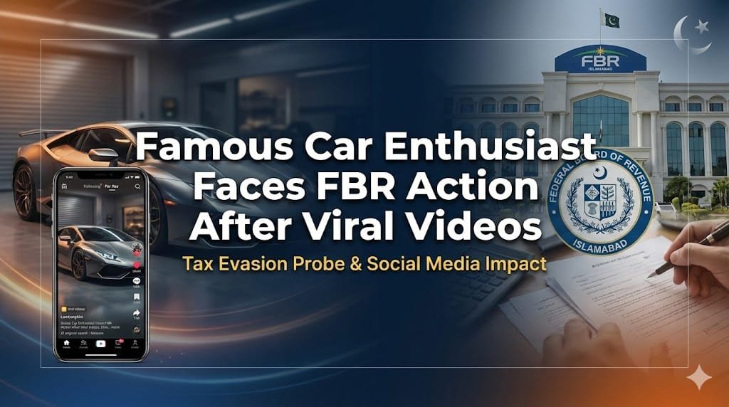 A famous car enthusiast faces FBR action after viral YouTube and TikTok videos raise questions about undeclared digital income in Pakistan.