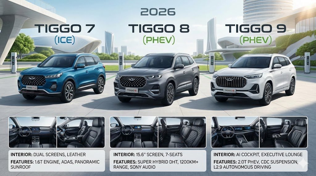 2026 Chery Tiggo 7 and Tiggo 8: PHEV power coming for updated SUVs | al farooq rent a car