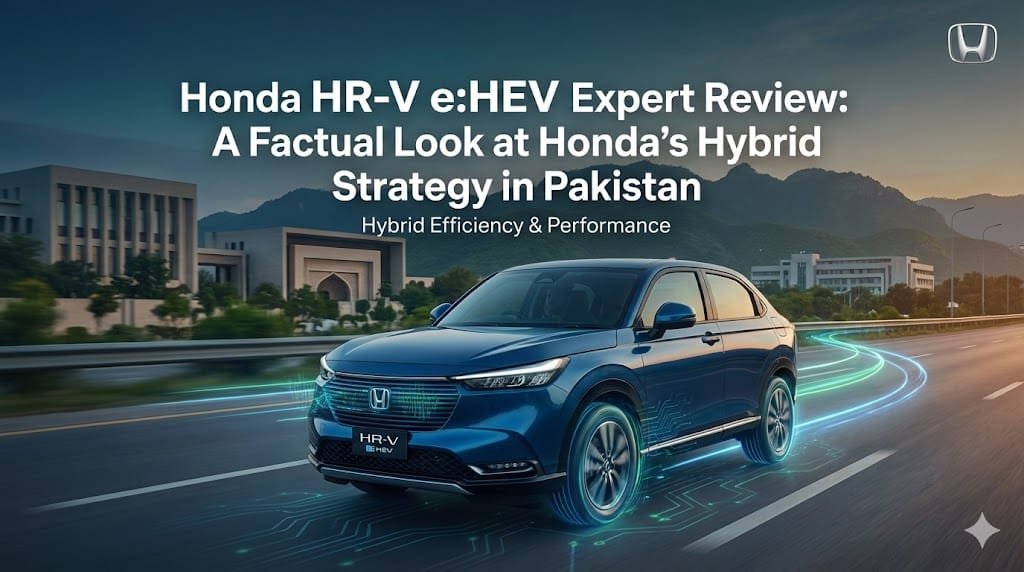 A factual review of Honda HR-V e:HEV fuel efficiency, hybrid performance, and ownership relevance in Pakistan’s compact SUV market.