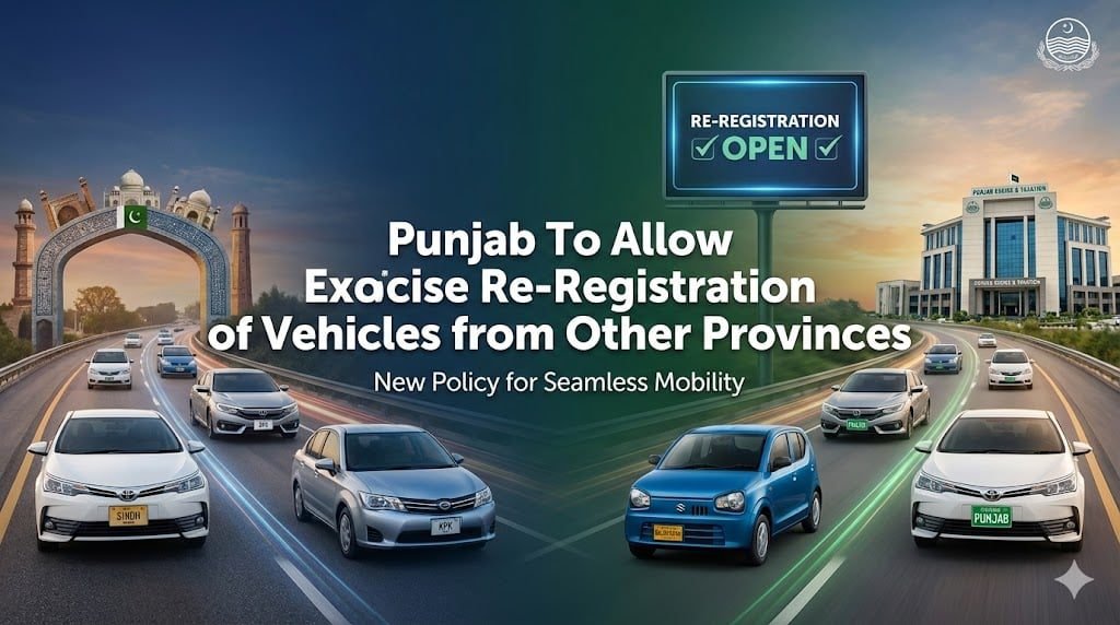 Vehicle re-registration process simplified in Punjab for inter-provincial transfers.