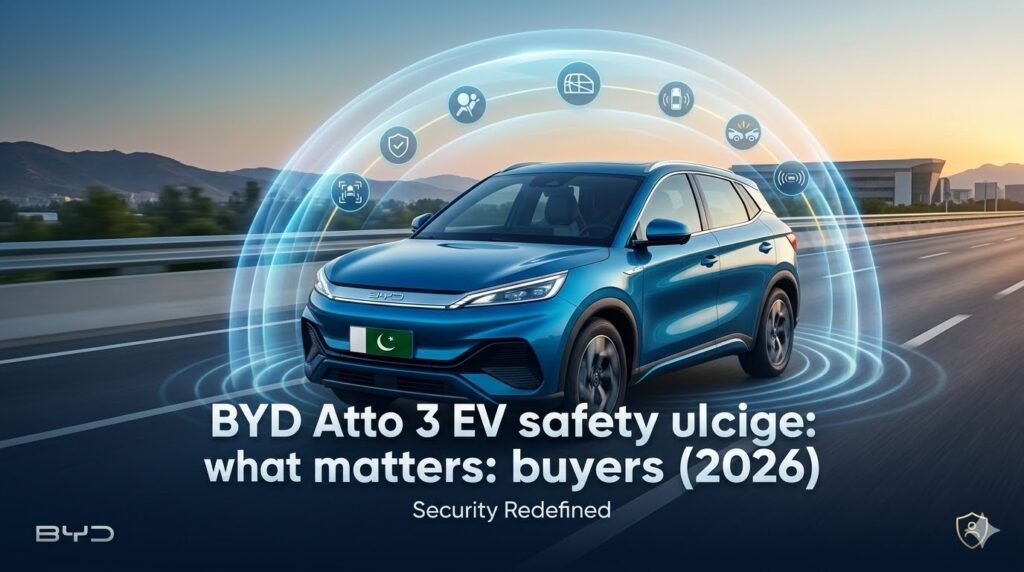 BYD Atto 3 EV safety explained after shockwave footage. Crash rating, battery safety basics, Pakistan buyer checklist, and route-based decisions.