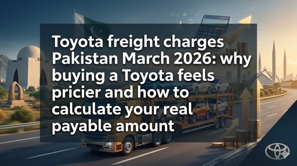 Toyota freight charges Pakistan March 2026 can raise on-road cost outside Karachi. Learn ex-showroom vs delivered pricing and what dealers must write.