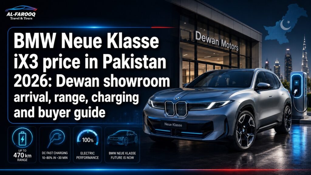 BMW Neue Klasse iX3 price in Pakistan 2026 guide with Dewan showroom arrival, 805 km range claim, 400 kW charging and buyer checklist.
