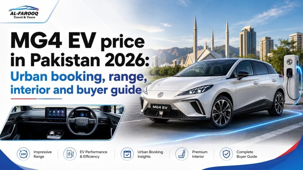 MG4 EV price in Pakistan 2026 with Urban booking amount, range context, interior features, buyer checklist and EV ownership advice.