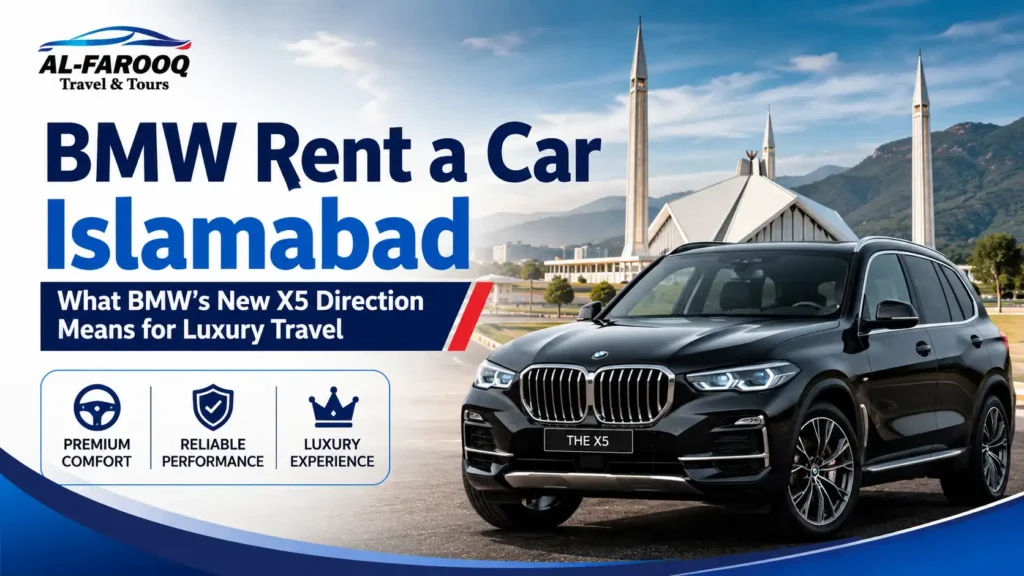 BMW rent a car Islamabad with driver for luxury airport transfer wedding and corporate travel
