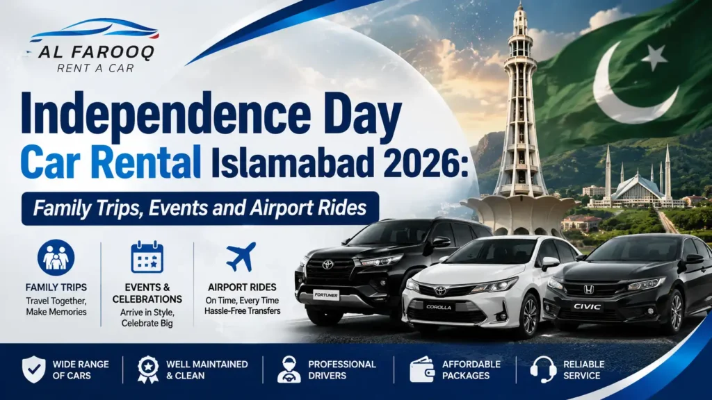 Family preparing for an Independence Day car ride in Islamabad