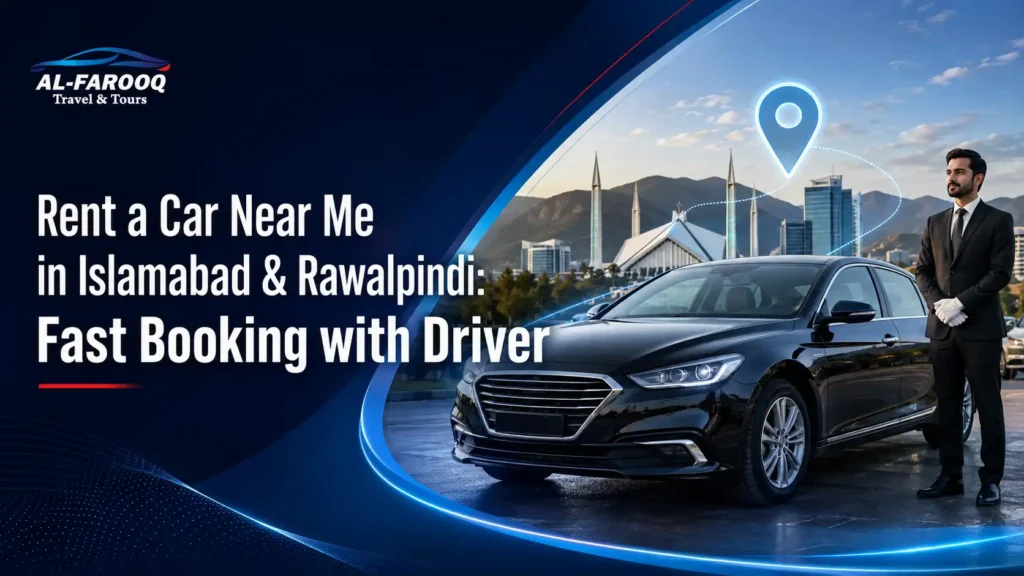 Rent a car near me in Islamabad and Rawalpindi with driver. Fast booking for airport pickup, daily travel, family trips and city rides.