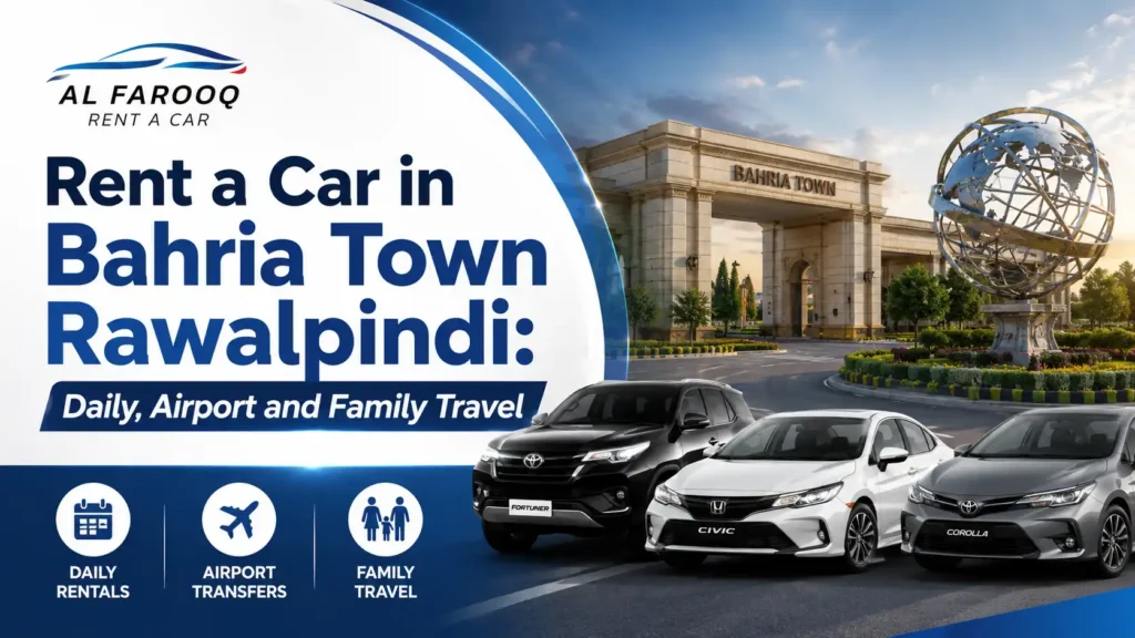Car with driver ready for pickup in Bahria Town Rawalpindi