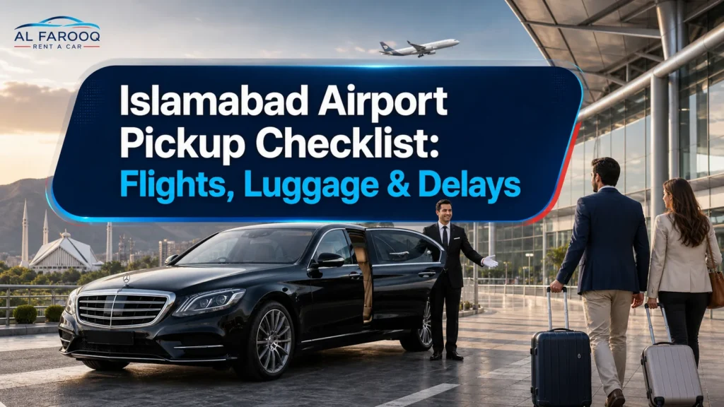 Islamabad Airport pickup checklist with chauffeur and arriving passenger