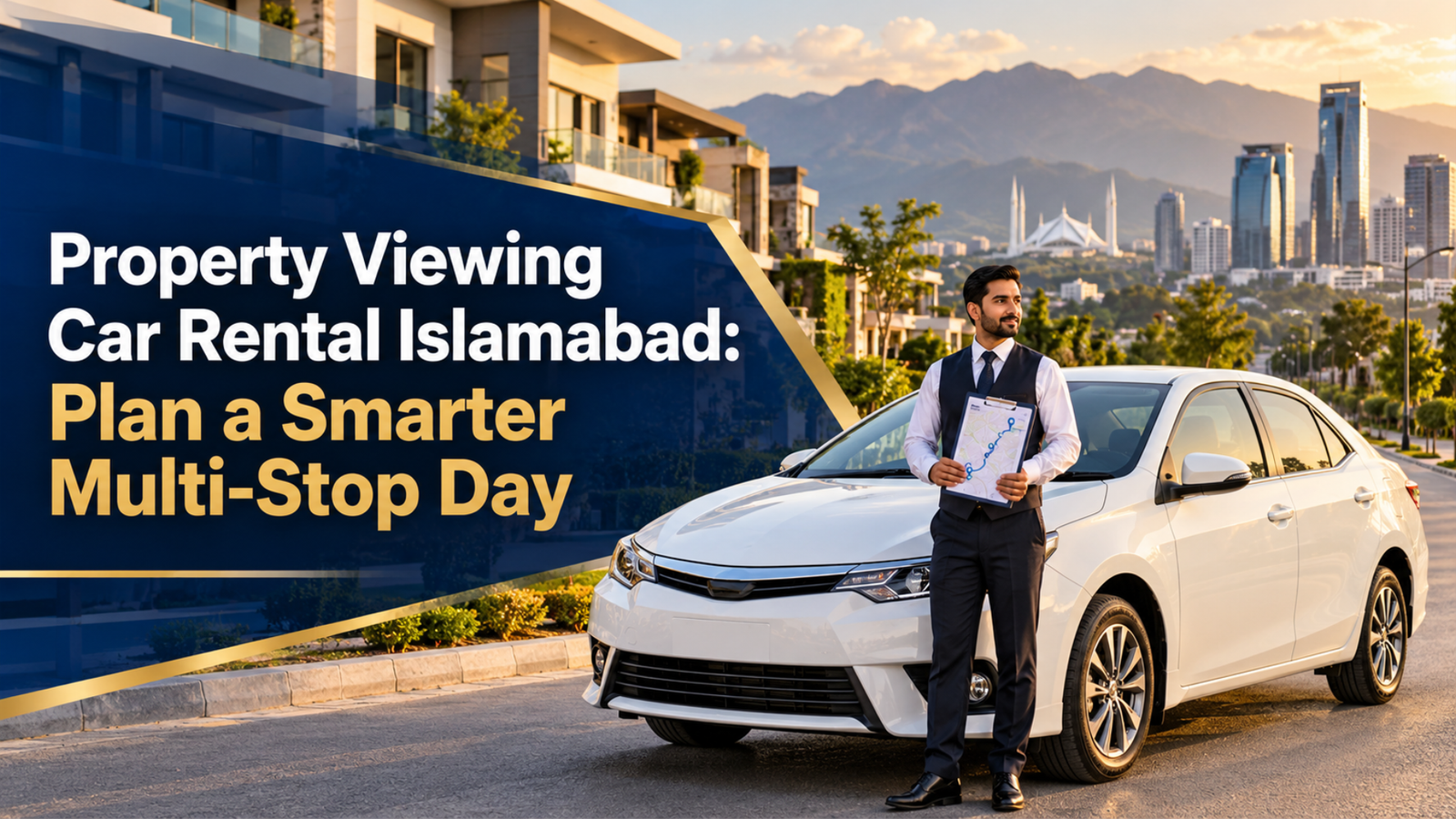 Property viewing car rental Islamabad for a planned multi-stop viewing day